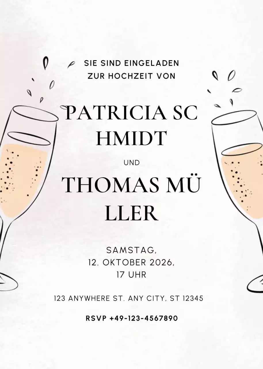 beige elegante Hochzeitseinladung