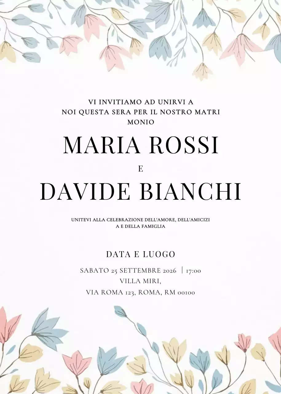 invito di nozze floreale beige