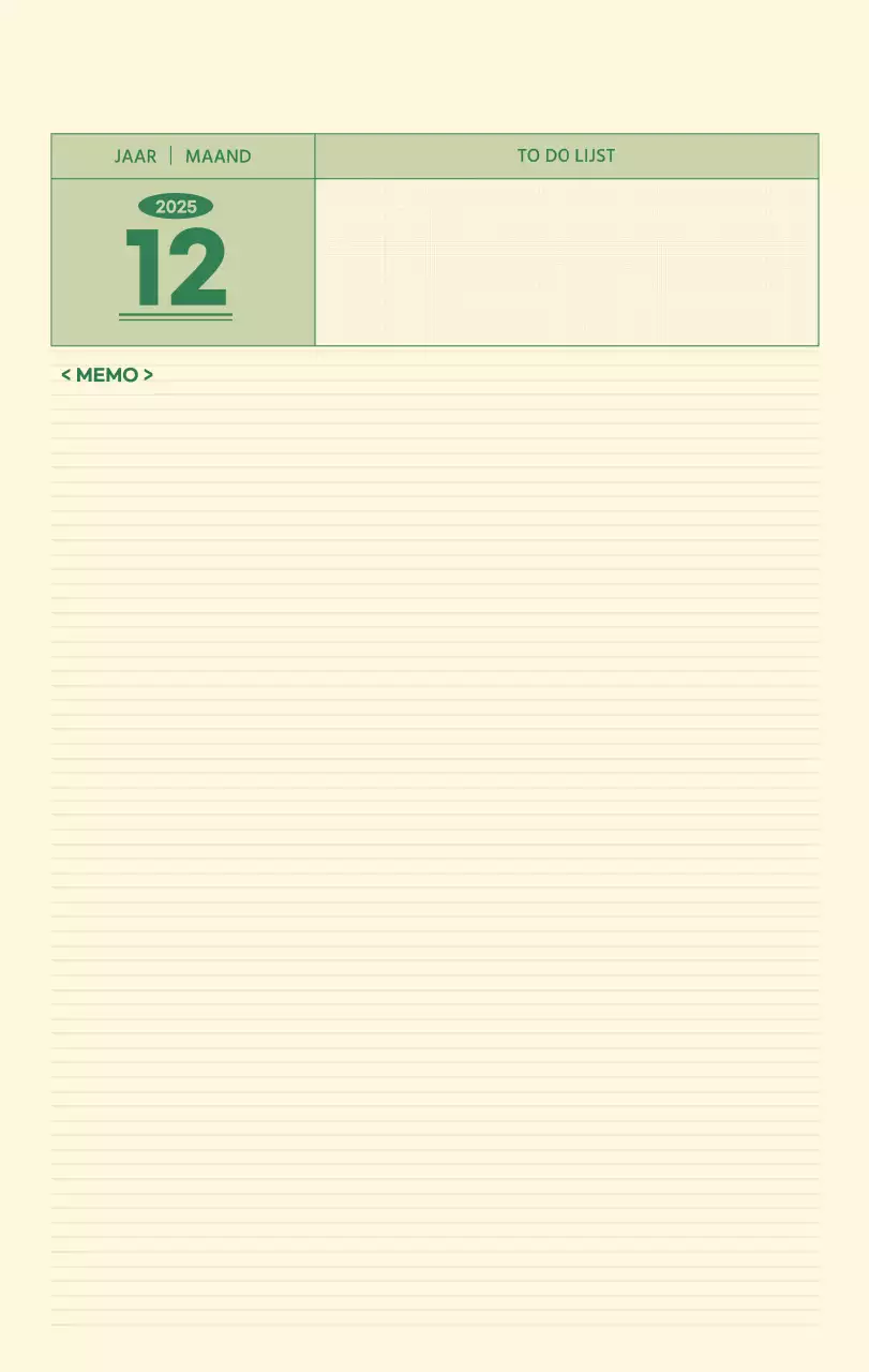 SAT D-Day notitieblok concept wandkalender in groen en lichtgeel