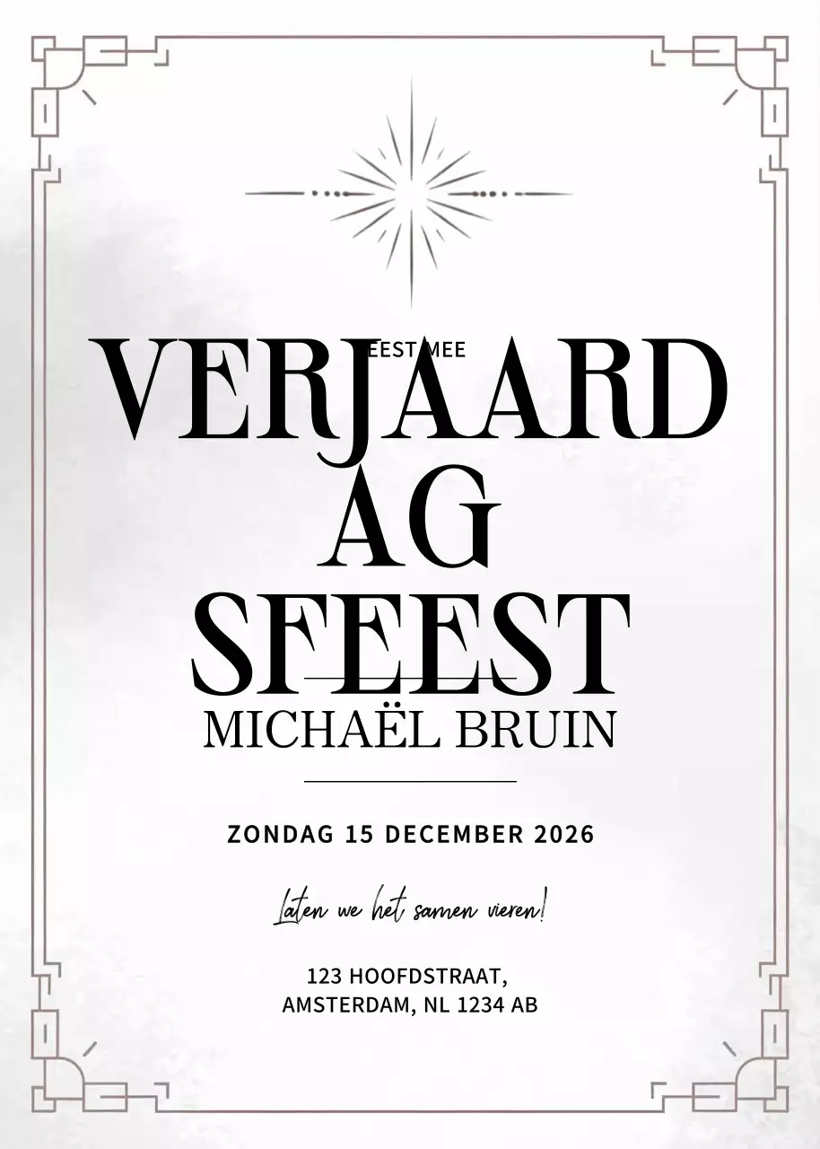 Witte minimalistische verjaardagsuitnodiging