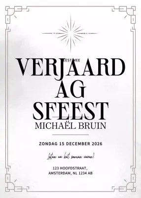 Witte minimalistische verjaardagsuitnodiging