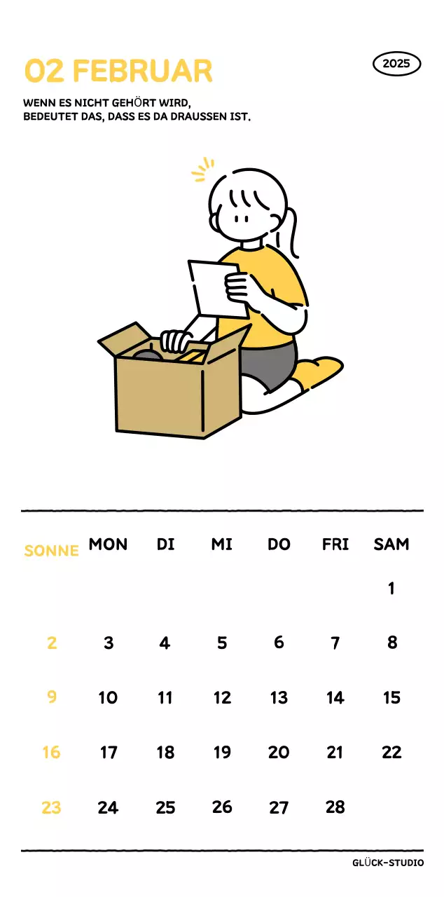 Illustrierter Kalender mit schönem Linienstil