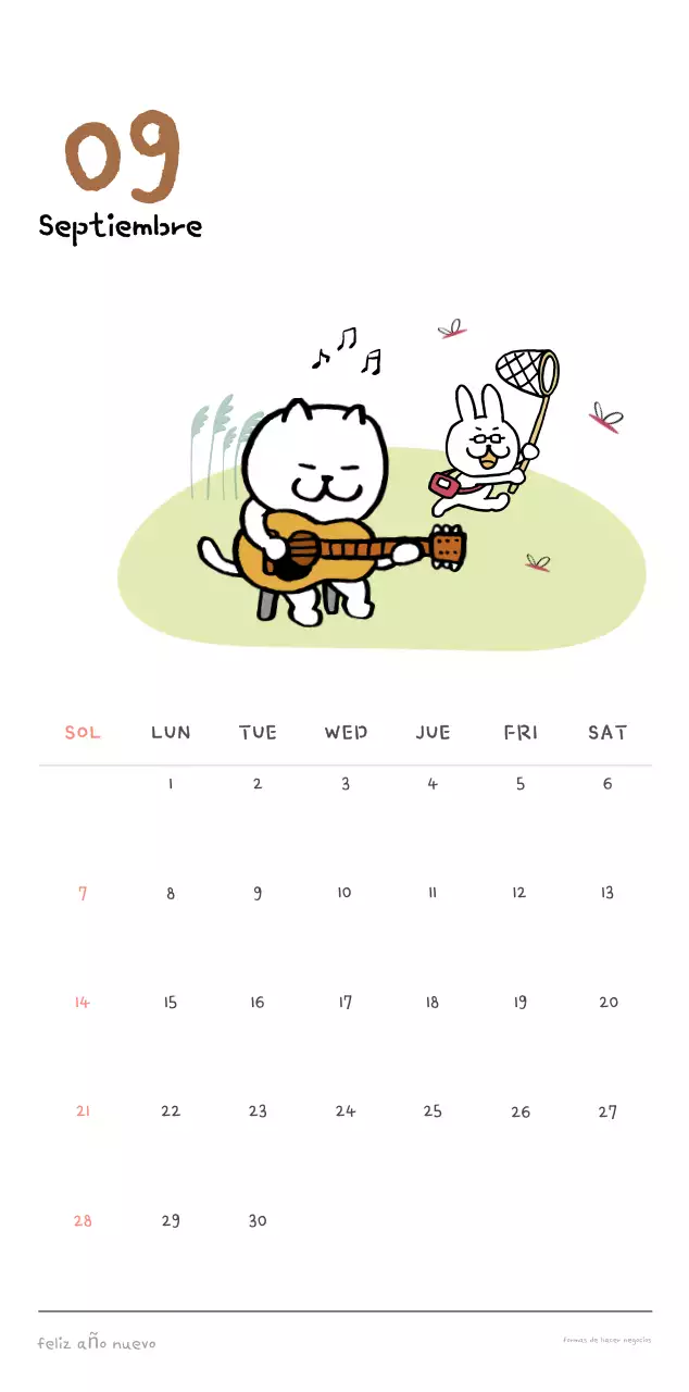 Calendario diario en marfil