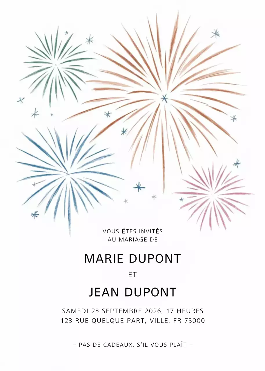 Invitation de mariage élégante et colorée
