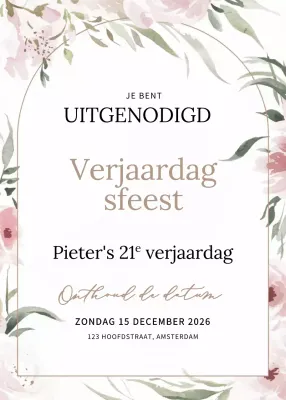 Roze elegante verjaardagsuitnodiging