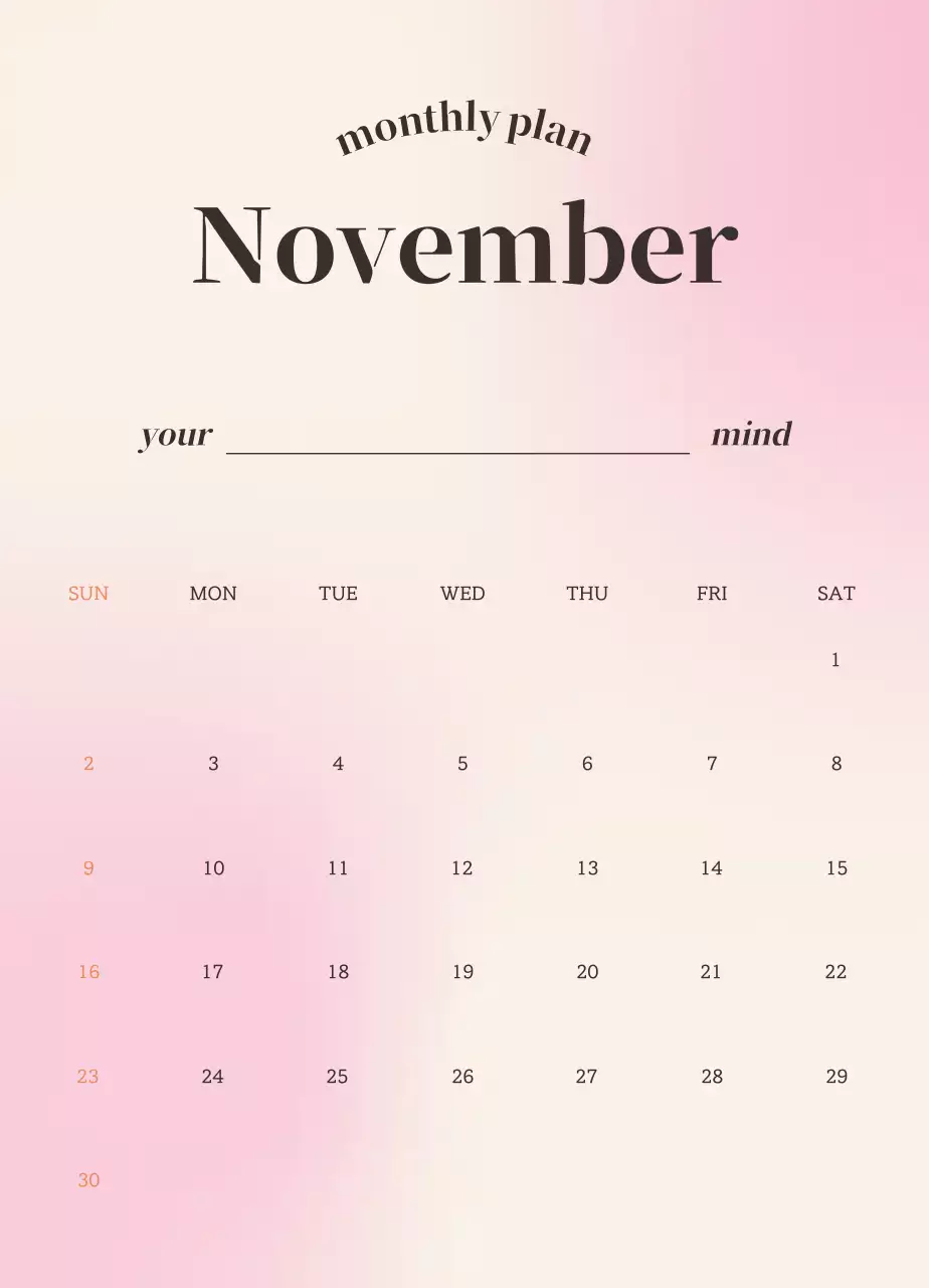 Kalender Emosi Minimalis Gradien