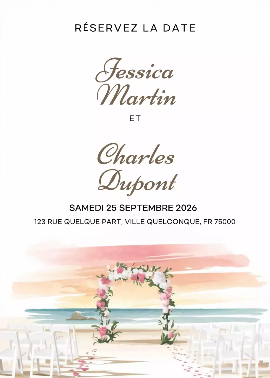 Invitation de mariage élégante et blanche