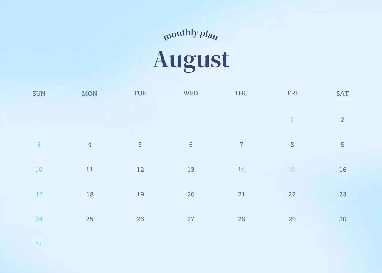 Gradient Minimalist Calendar