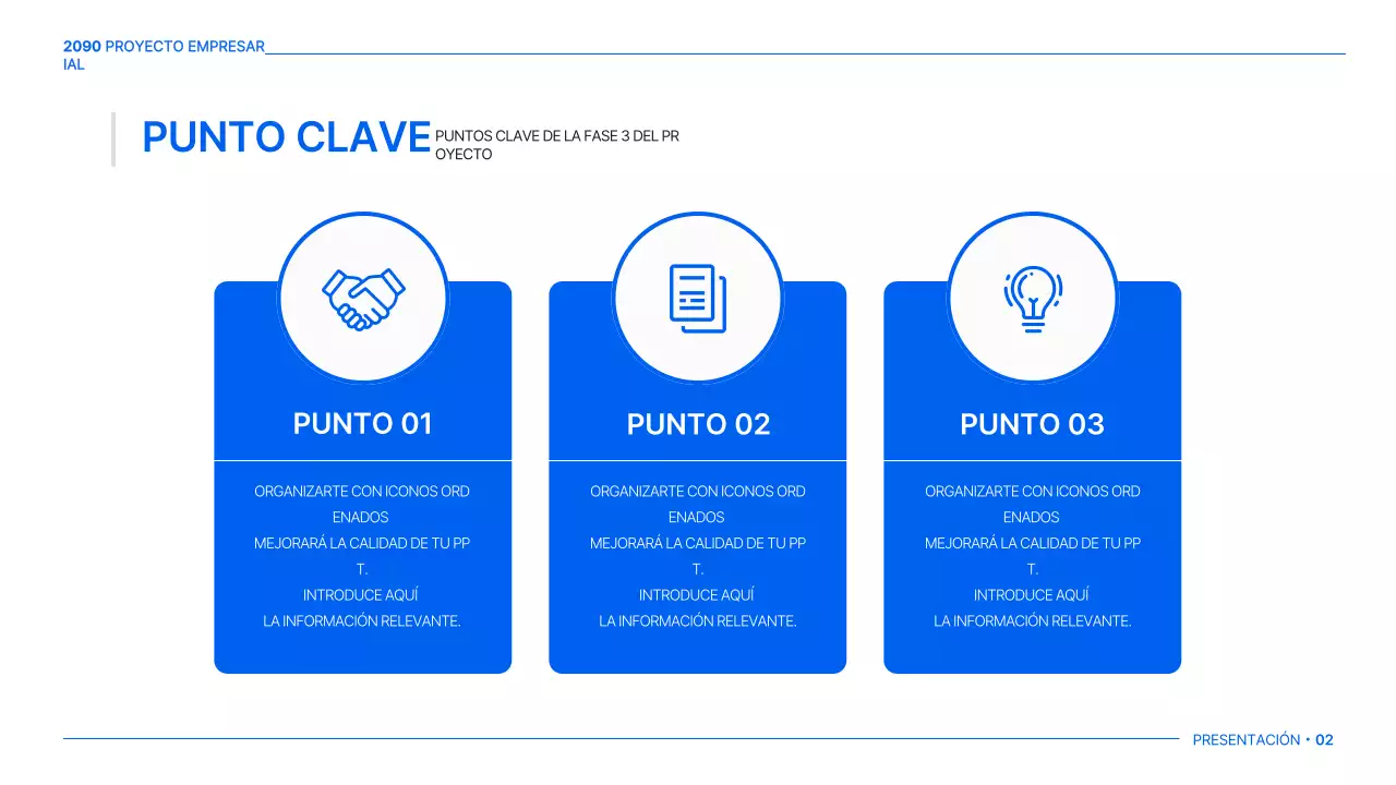 Un sencillo plan de negocio global en blanco y azul