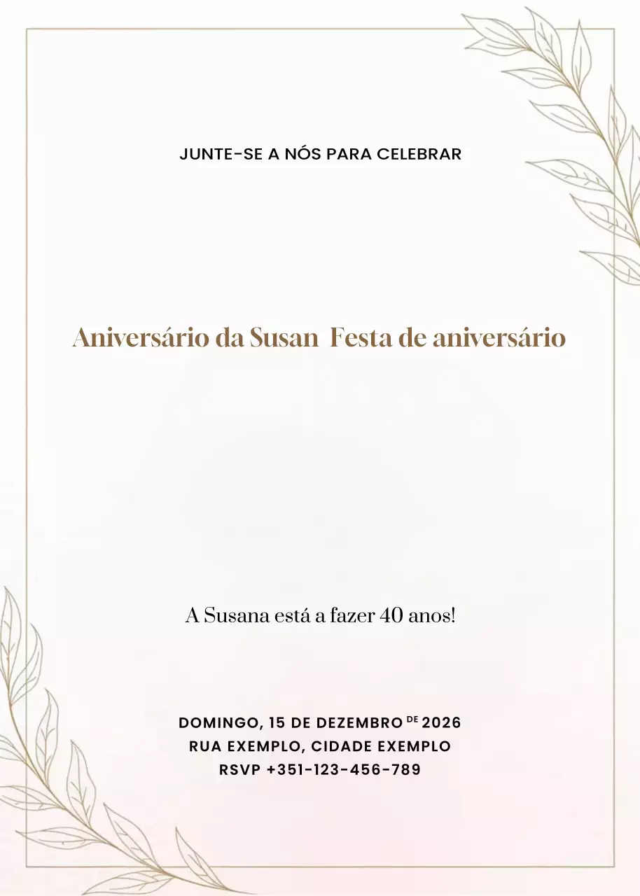 convite de aniversário minimalista bege