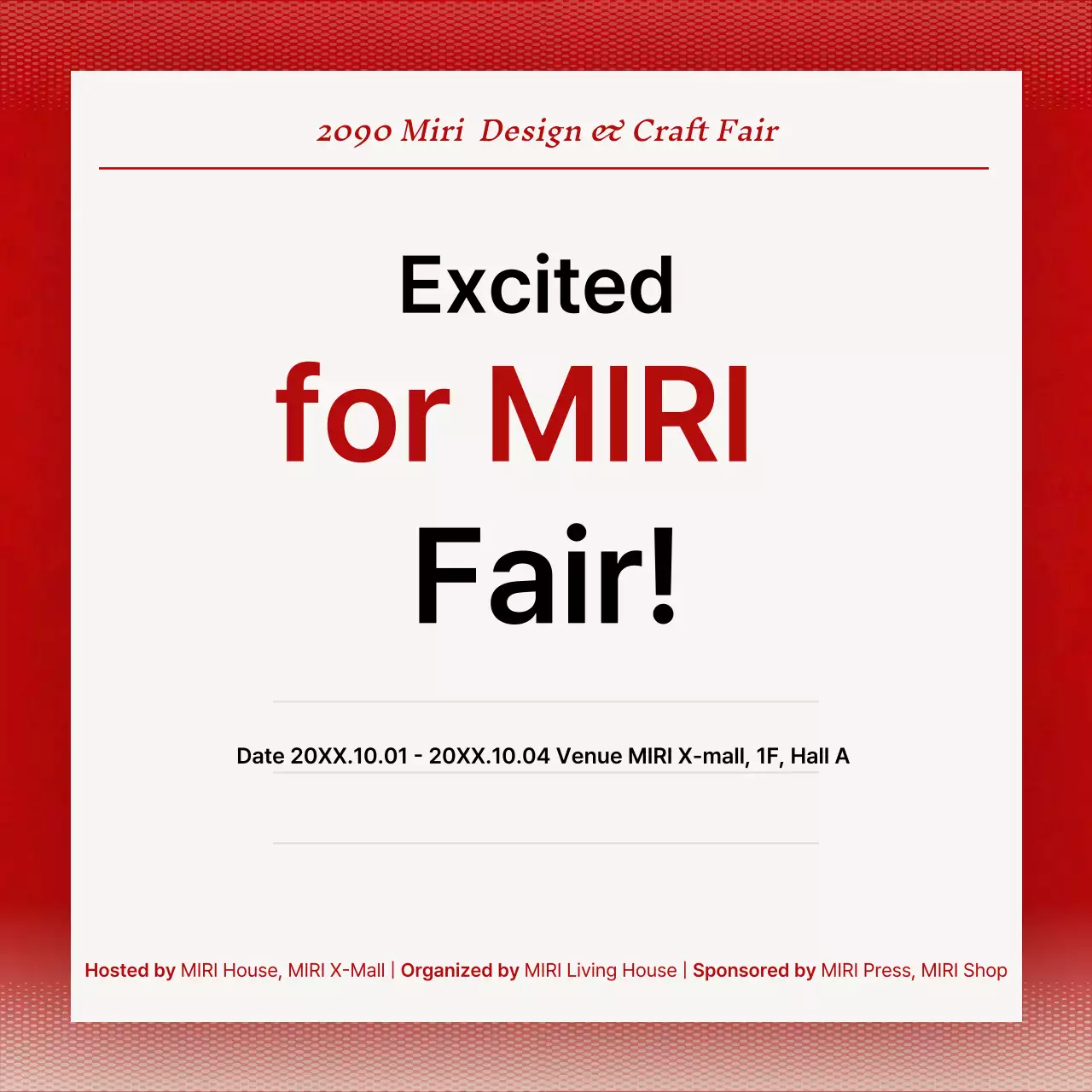 Red Simple Craft Notice Instagram Carousel