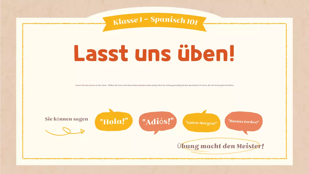 orangefarbener einfacher Sprachkurs