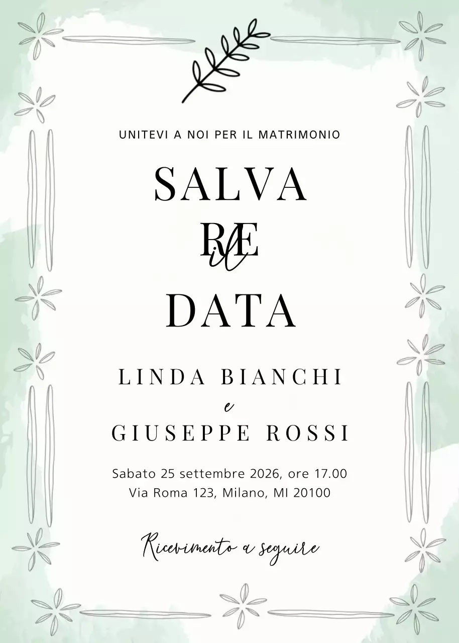 invito di nozze elegante alla menta