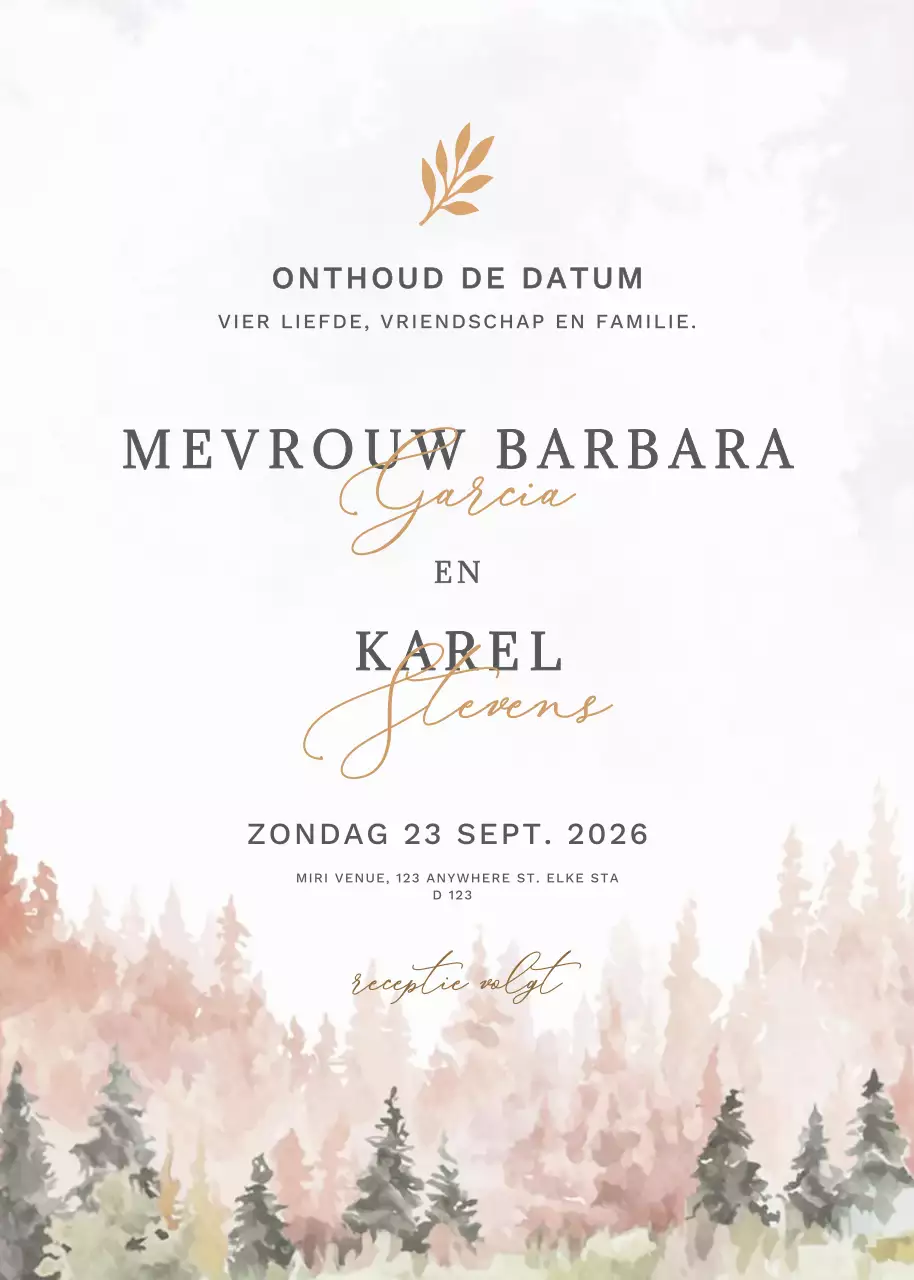 beige elegante huwelijksuitnodiging