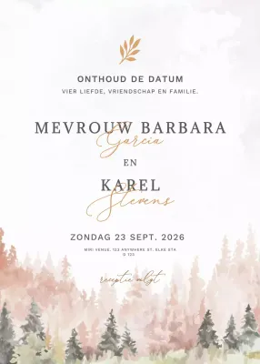 beige elegante huwelijksuitnodiging