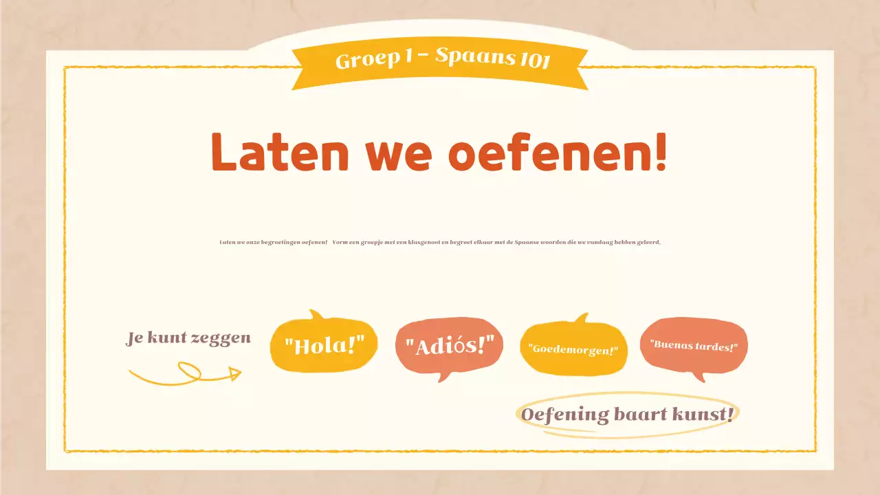 oranje eenvoudige taalklas