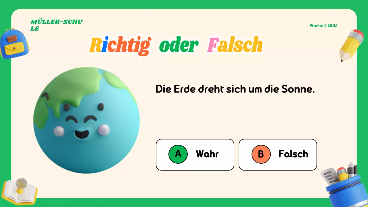 Buntes modernes Quiz-Klassenmaterial
