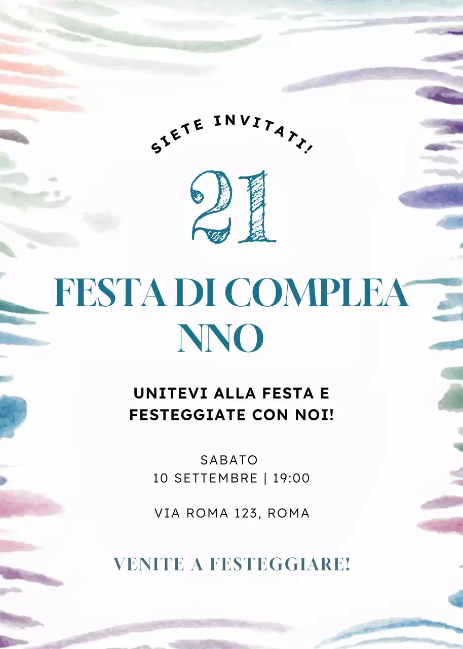 Invito di compleanno elegante e colorato