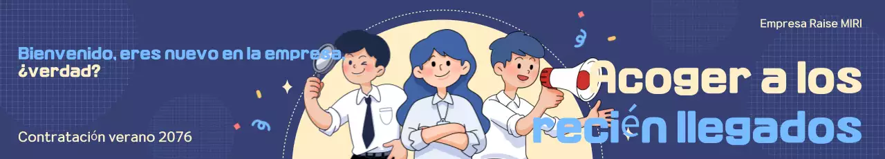 Bienvenido al anuncio amarillo y azul de nuevas contrataciones