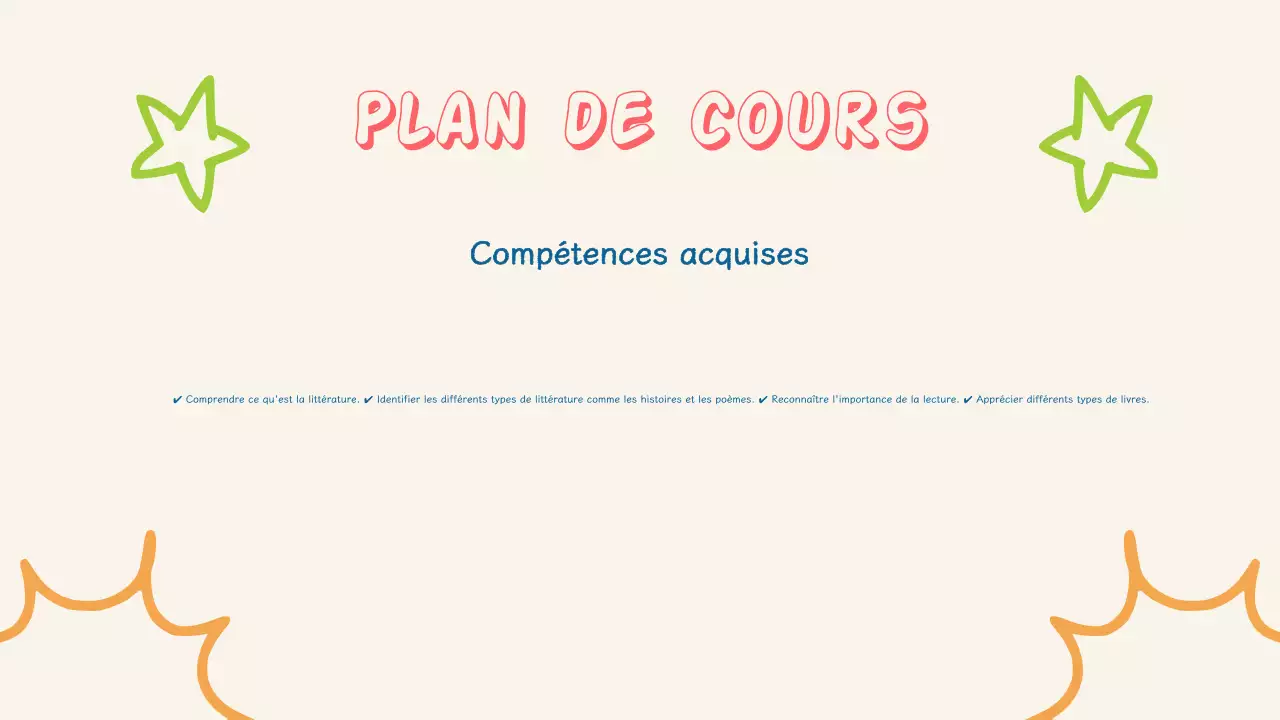 Présentation simple et colorée de la littérature pour les enfants