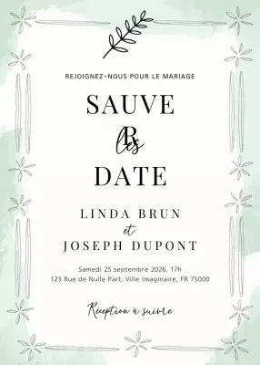 invitation de mariage élégante à la menthe