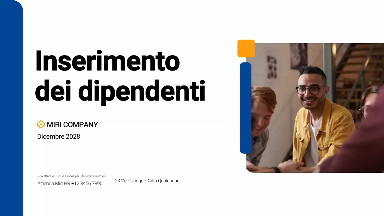 semplice e moderno onboarding dei dipendenti in blu