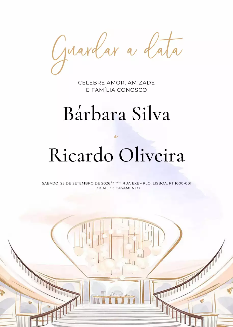 Convite de casamento branco e elegante