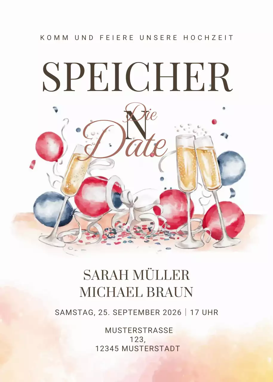 Rote elegante Hochzeitseinladung