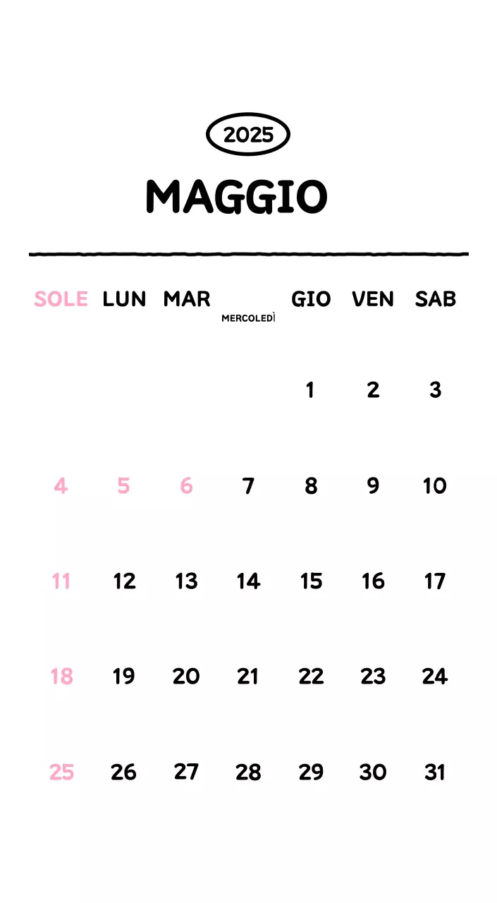 Calendario illustrato con un grazioso stile di linee