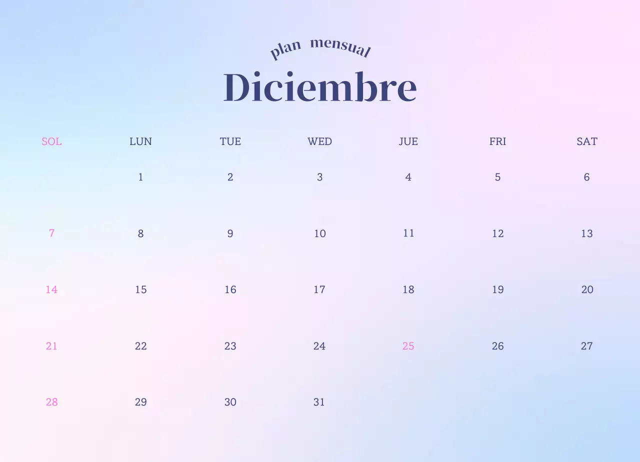 Calendario Gradient Minimalist Emotion