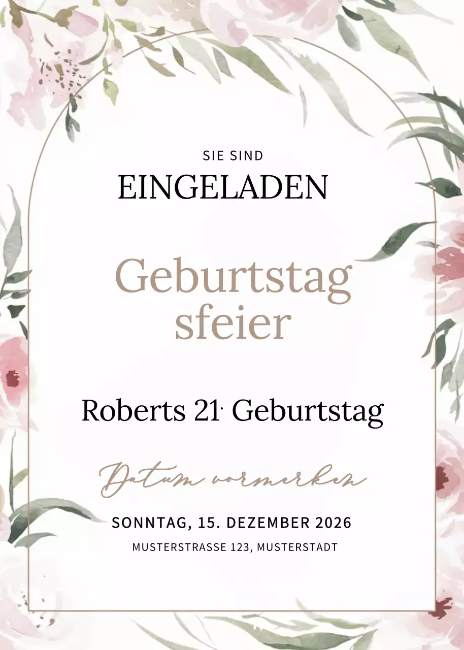 Pinke elegante Geburtstagseinladung