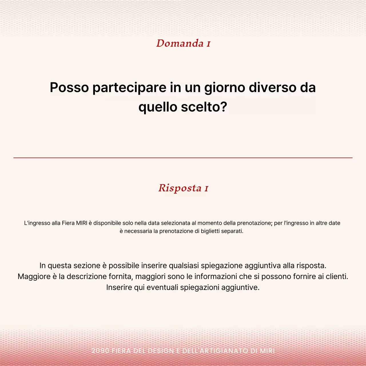 Annunci ordinati di domande e risposte in bianco e rosso