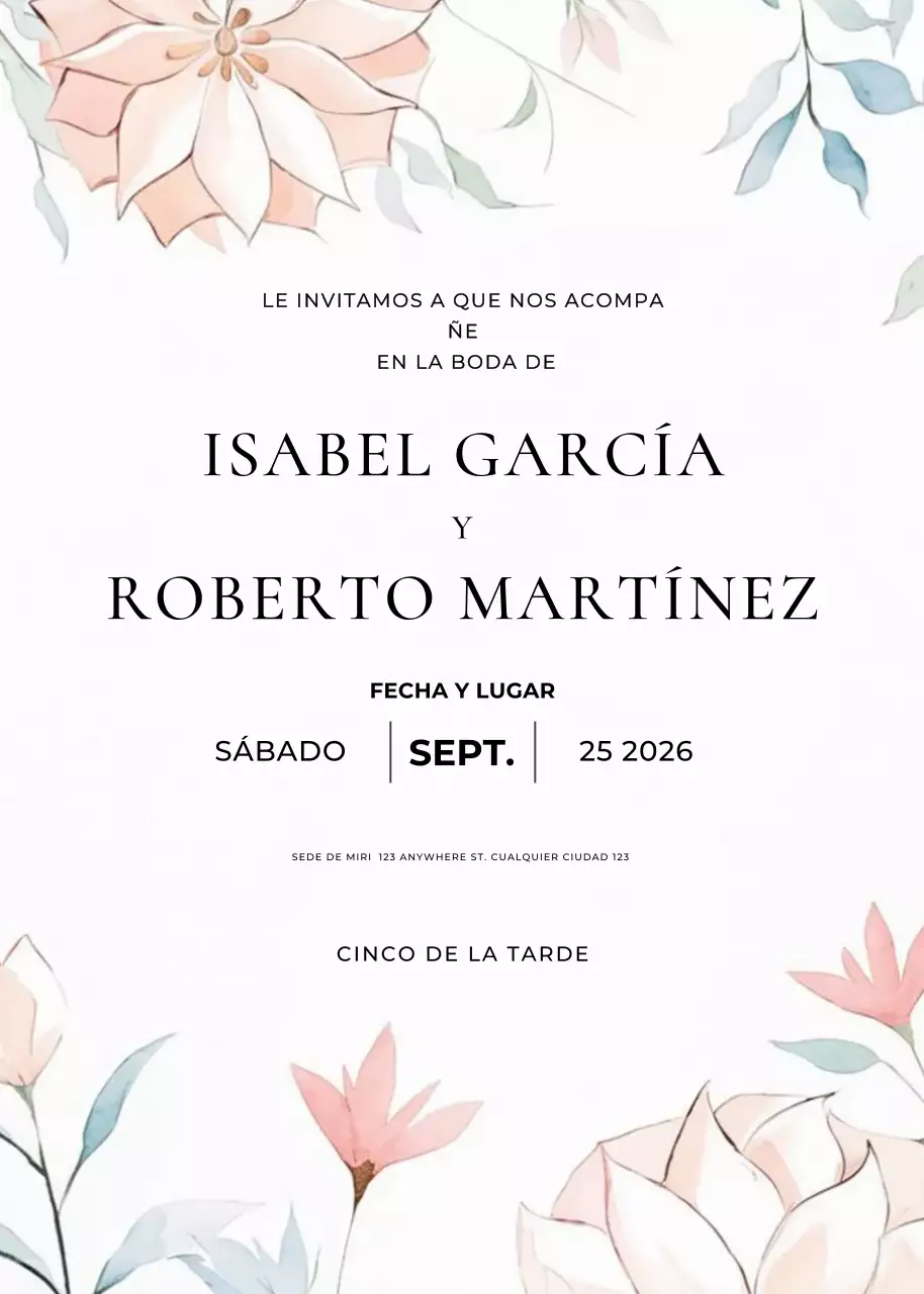 beige elegante invitación de boda