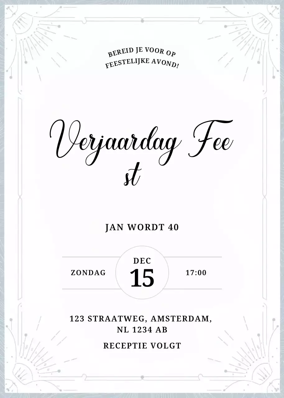 Witte elegante verjaardagsuitnodiging