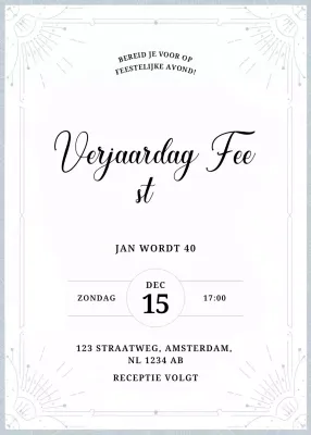 Witte elegante verjaardagsuitnodiging