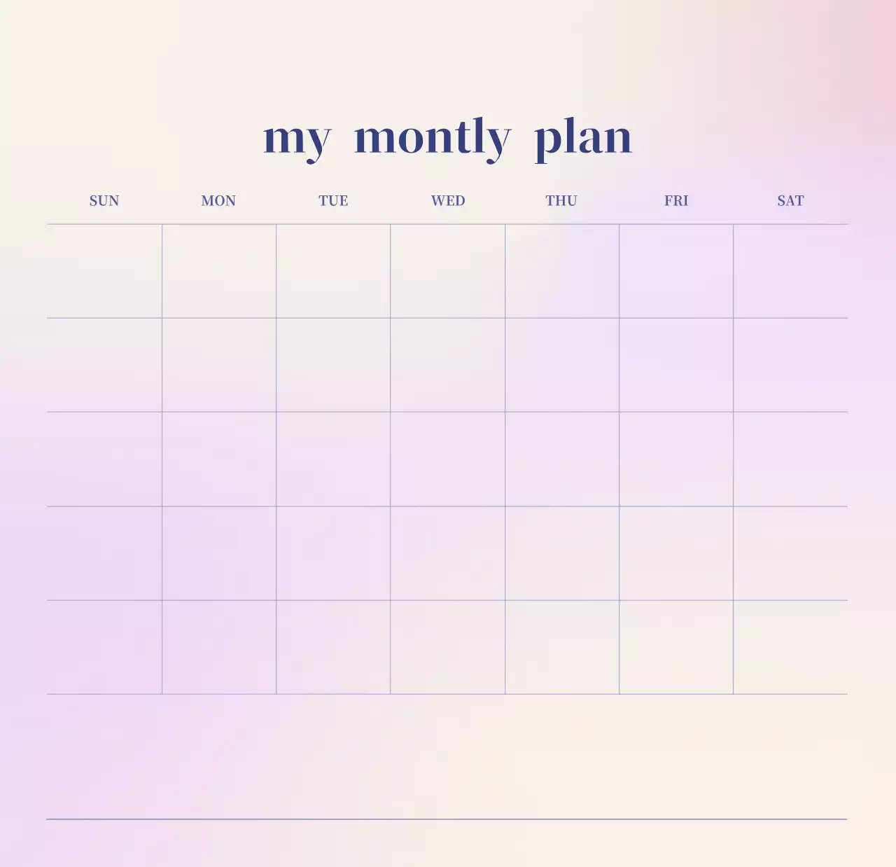 Gradient Minimalist Calendar