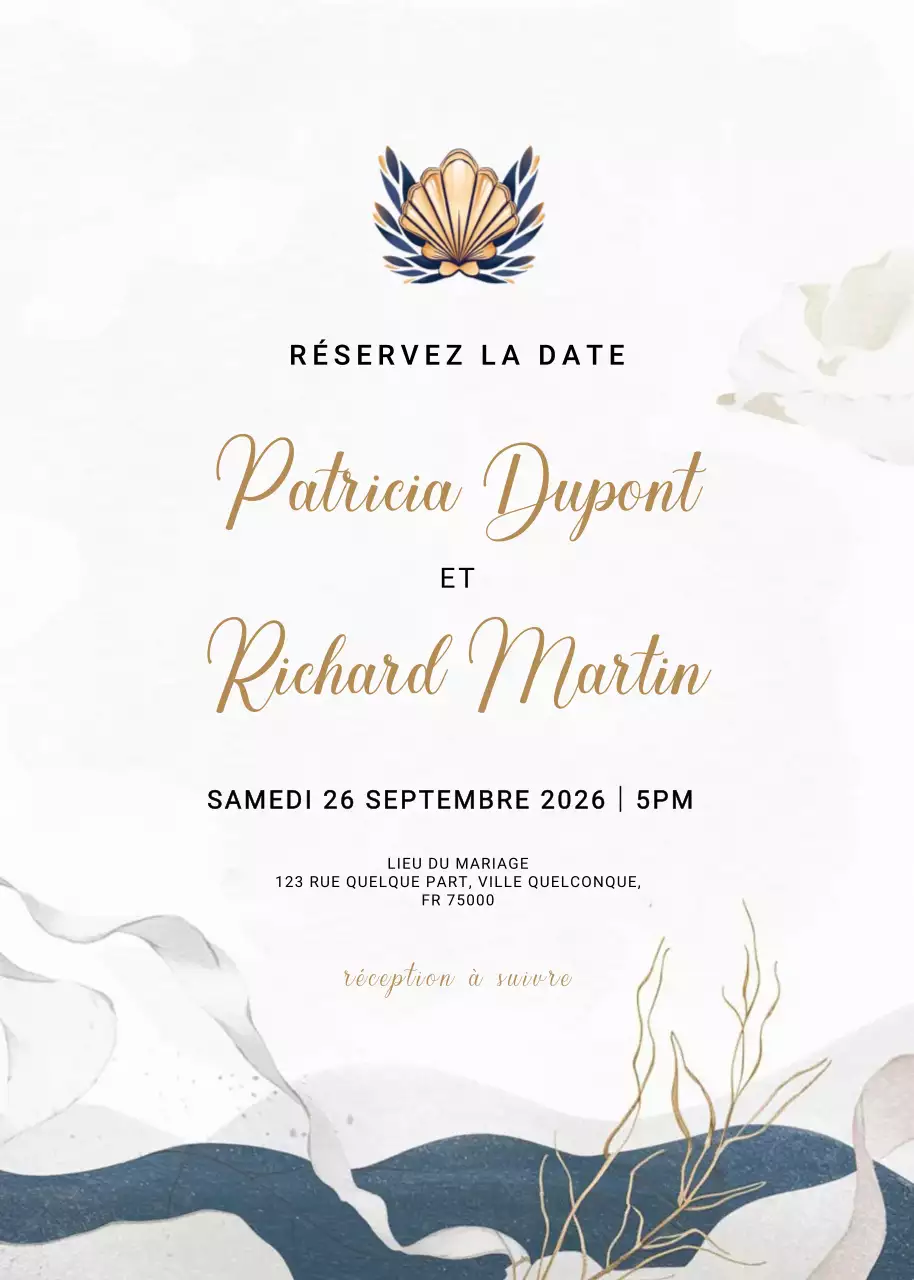 Invitation de mariage beige et élégante