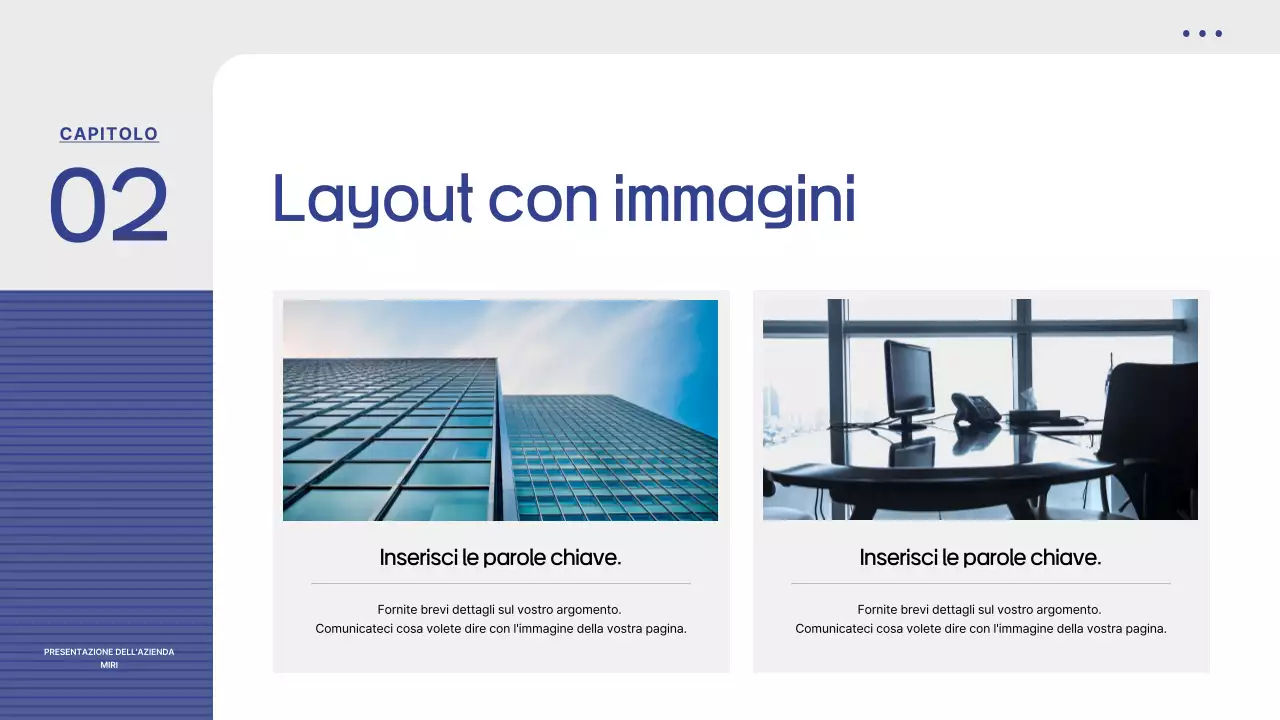 Proposta con un semplice sfondo a strisce blu