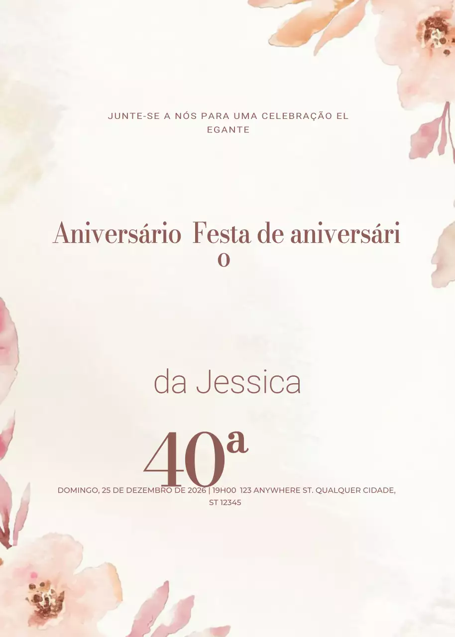 convite de aniversário elegante bege