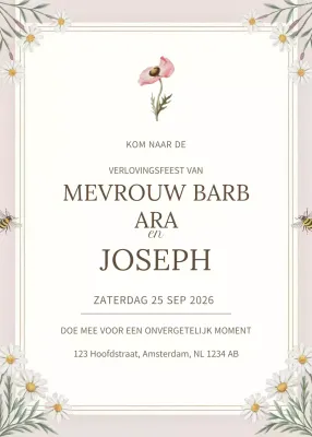 Roze elegante verlovingsuitnodiging