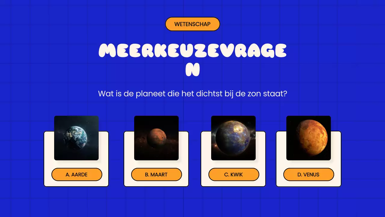 Blauwe Speelse Quiz Tijd School Presentatie