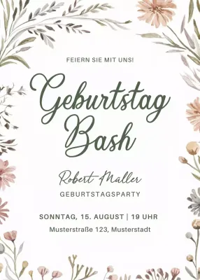 Beige Botanical Geburtstagseinladung