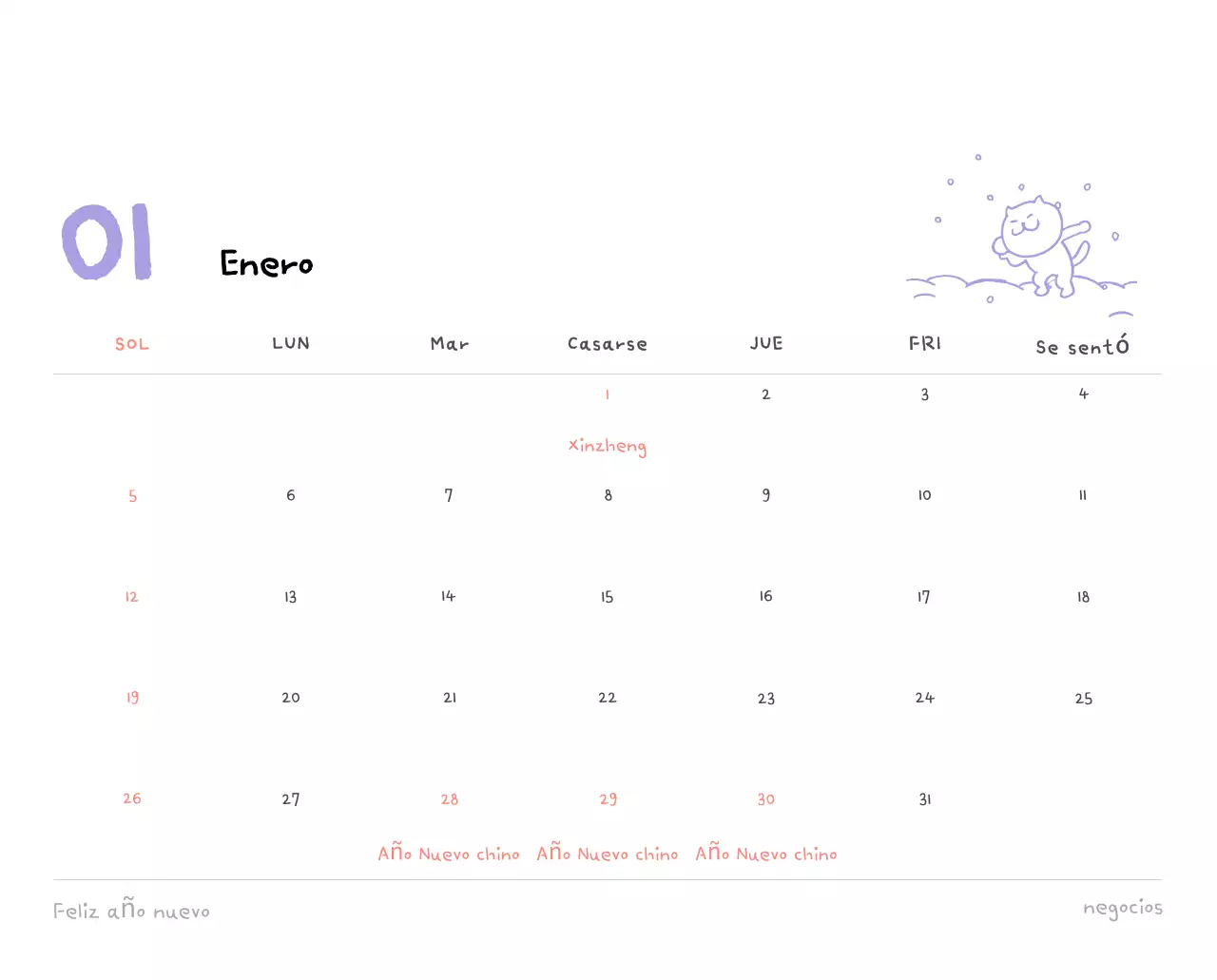 Calendario diario en marfil