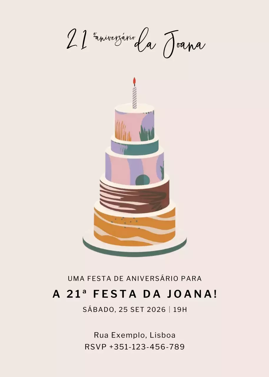 convite de aniversário moderno bege