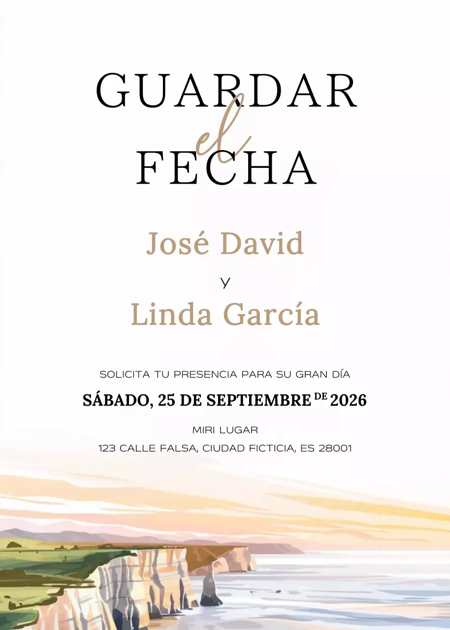 Invitación de boda elegante beige