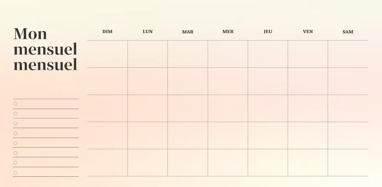 Calendrier minimaliste dégradé