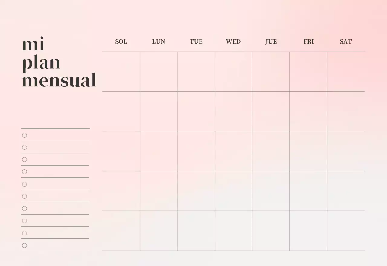 Calendario minimalista degradado