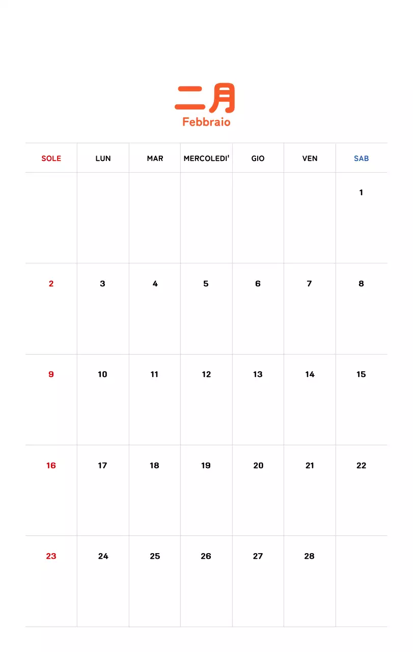 Calendario di Capodanno con una calda illustrazione