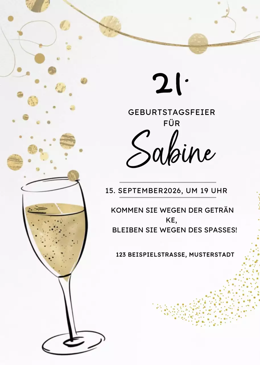 Gold Elegante Geburtstagseinladung