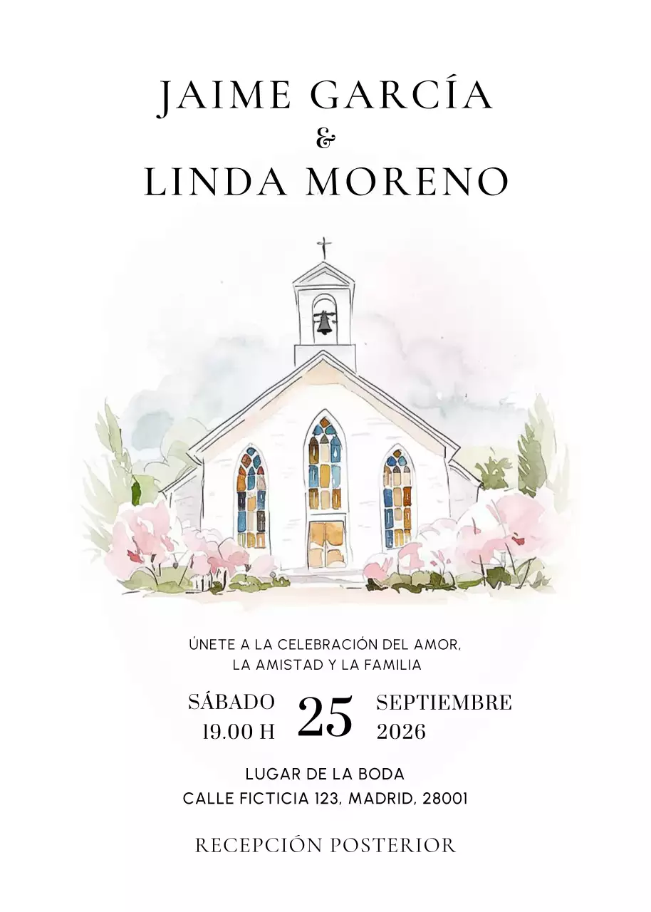 Elegante invitación de boda blanca